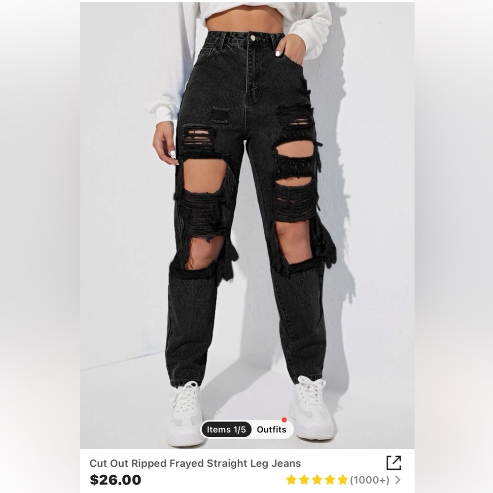 Shein black ripped jeans